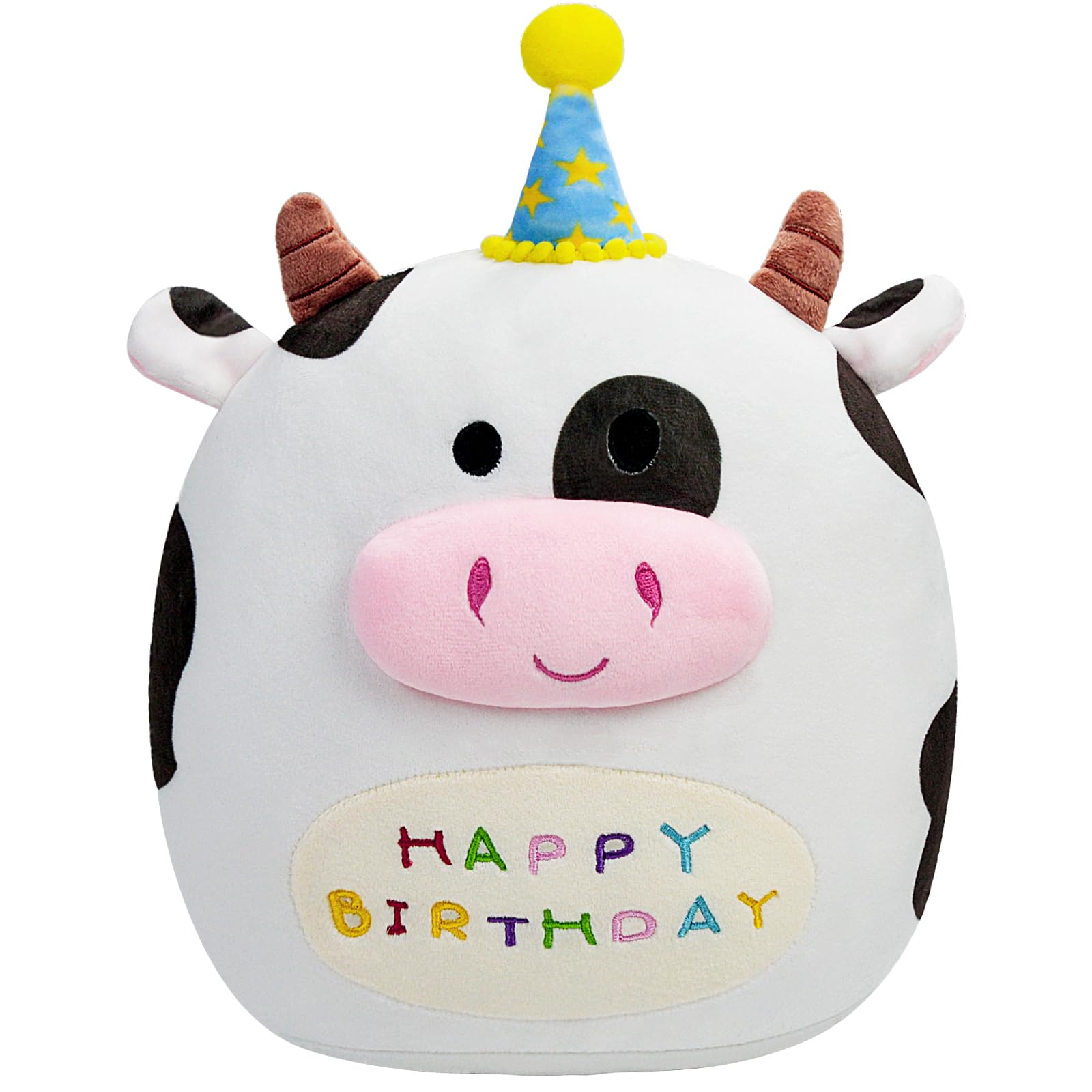 Licsor Cow Plush Toy 10 Inch Cute Cow Birthday Stuffed Animal Soft Cow Plushies Pillow Cartoon Doll Gifts For Kid Toddlers Home